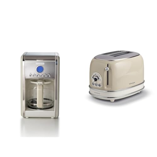 Ariete, 1342, Kaffeemaschine für Filterkaffee, Kaffeekanne aus gehärtetem Glas mit Fassungsvermögen von bis zu 12 Tassen & 0155CR, Design-Toaster für zwei Scheiben, sechs Toaststufen, 810 W Ariete, 1342, Kaffeemaschine für Filterkaffee, Kaffeekanne aus gehärtetem Glas mit Fassungsvermögen von bis zu 12 Tassen & 0155CR, Design-Toaster für zwei Scheiben, sechs Toaststufen, 810 W