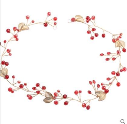 Miniatura 7 de Missgrace Vid de pelo de hoja roja de cristal, aretes y diadema para boda vintage, cumpleaños, fiesta, Halloween, joyería para el cabello para mujer