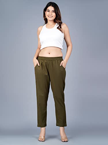 Image of Regular Fit Fully Elastic Waist Ankle Length Premium Cotton Casual Trouser Pant (Combo Pack of 2)