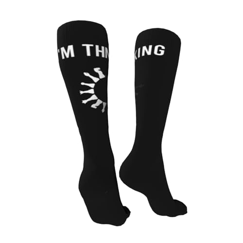 Socks,Funny Sayings I'm Thinking Chess Pieces Chess Socks for Women Mens Running Socks Soft Warm Long Socks Compression Socks Hiking Socks 20in Black2