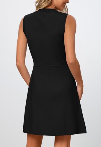 MEROKEETY Women's Formal Work Mini Dress Casual Summer Sleeveless Elegant Button Bussiness Office Outfits4