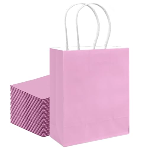 Image of qiqee 30PCS Medium Gift Bag with Handles Bulk 11"x5"x8" Gift Bags Pink Purple Bags Multiple Uses (Medium Size)