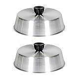 TrueCraftware- Set of 2 Aluminum 8' Grill Basting Cover with Black Plastic Knob- Round Melting Dome Burger Cover Cheese Melting Dome and Steaming Cover Best for Use in Flat Top Grill Cooking