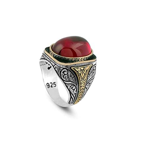 Amazon.com: Men Handmade Carnelian Stone Ring, Red Stone Ring ...