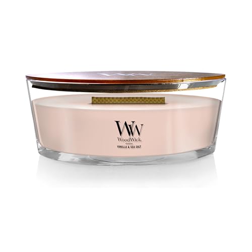 Woodwick Ellipse Scented Candle, Vanilla & Sea Salt, 16oz | Up to 50 Hours Burn Time