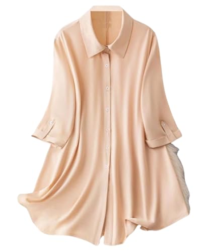 Image of Leriya Fashion Dresses for Women Western| Women's Solid Long Shirt for Women | Casual Button Down Tunic Top | Collared 3 /4 Roll-Up Sleeve Loose Fit Office Wear Shirt | Longline Western Top Or Dress