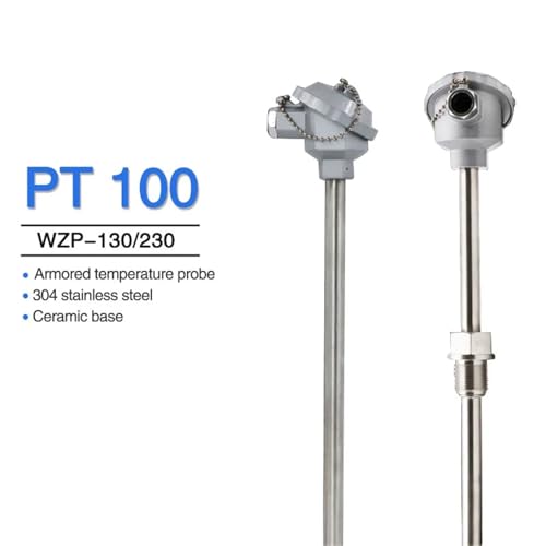Sensor de temperatura PT100 WZP-230 con sonda blindada de 400mm 3