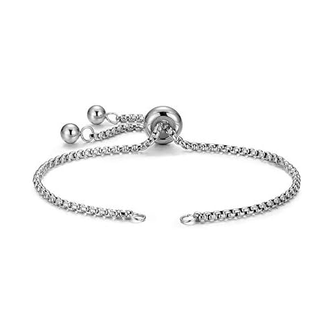 DanLingJewelry 10PCS Adjustable 304 Stainless Steel Slider Bracelet Slider Extender Chains with Ball Charms Ends for Women Girls Semi Finished DIY-P Cover
