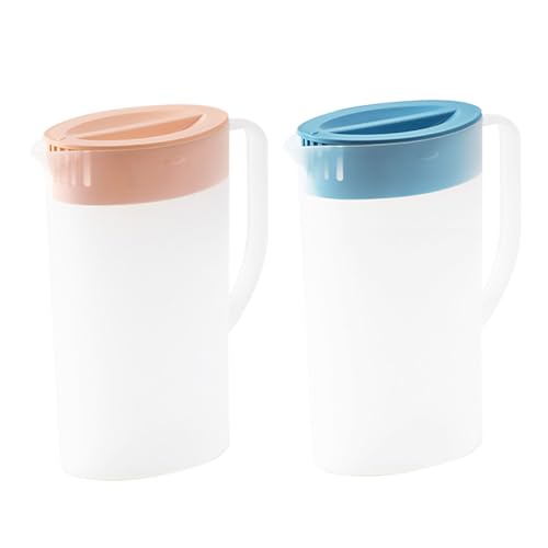2 PCS Pichet en plastique avec couvercle résistant à la chaleur 2 litres avec un pichet à poignée portable avec un couvercle de capacité Drink réutilisable Water Carafe avec pour des boissons