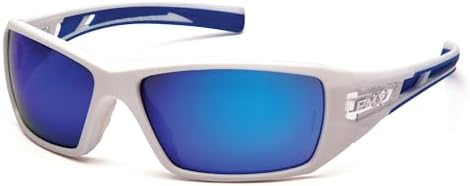 Pyramex Safety Velar Safety Glasses, White-Blue Frame/Ice Blue Mirror Lens Medium