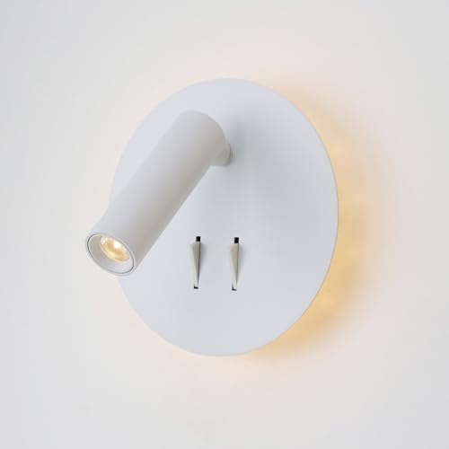 Alpinaluz Aplique de Pared LED Blanco 3W Foco Orientable + 6W Luz Ambiental, Diseño Moderno Nórdico, Aluminio, Interruptores Independientes, 3000K Blanco Cálido