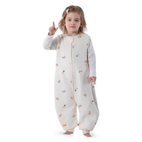 Image of Miracle Baby Sleep Sack with Feet, 1.0 TOG Sleeveless Sleeping Sack with Legs, Breathable Cotton Sleeping Bag for Toddlers