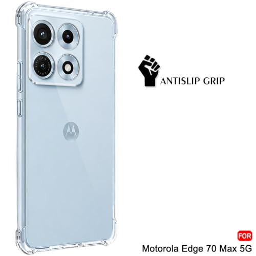 Image of TheGiftKart Transparent Crystal Clear Back Cover Case for Motorola Moto Edge 70 Max 5G | Shockproof Soft TPU Case | Cushioned Edges for Ultimate Protection Back Cover Case (TPU, Transparent)