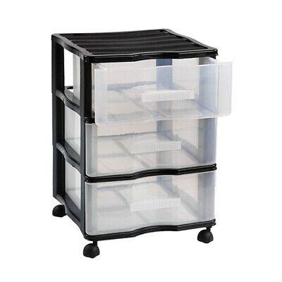 BG Spazio Commode de bureau Chariot de coiffure 3 tiroirs avec roulettes Organisateur en plastique – vue 3