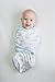 Amazing Baby Swaddle Blanket with Adjustable Wrap, Set of 2, Tiny Elephants and Stripes, Pastel Blue, Small