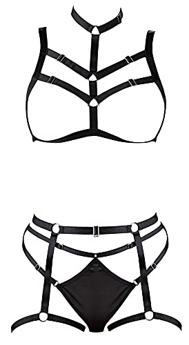Arneses Cottelli Lingerie Black con tiras ajustables que realzan tu silueta S-L