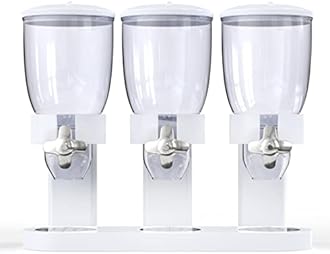 Triple Food Dispenser - Easy To Use Dry Food Dispenser Perfect As A Candy, Nuts, Rice, Granola, Cereal Dispenser & More - Dispensing 1 Ounce Per Twist And Preserving Freshness For Fun, Easy Serving.