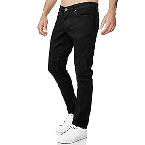 Tazzio Heren Denim Biker-jeans in destroyed look Slim Fit 16517
