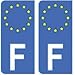 2 ADESIVI F Europa Francia ufficiale Targa Dipartimento auto F: angoli arrotondati