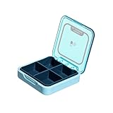 QUXVUIS Pill Box Portable Health Care Tablet Container 4 Grids Feuchtigkeitsfester Dispenser Tabletten Indoor Outdoor Organizer, Blau