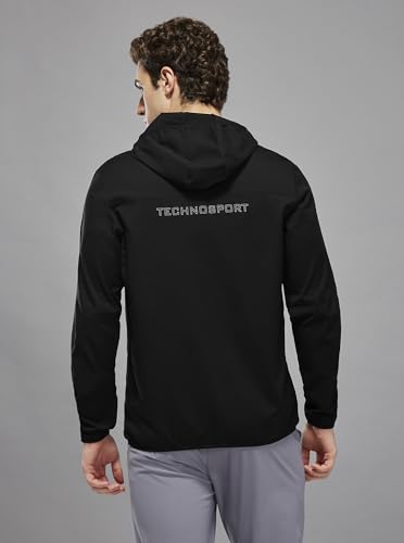 Image of TECHNOSPORT Men's Regular Fit Jacket with Zip Pockets, TS FLEXI Lightweight Windproof Quick Dry Full Sleeve Jacket for Gym Running and Travel