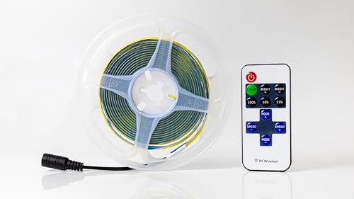 3 Meter LED Strip Light COB Warm White 3000K, Remote Controller with Dimmable Brightness, Seamless COB Lighting Kit Includes Wireless Controller and Power Adapter (3m)
