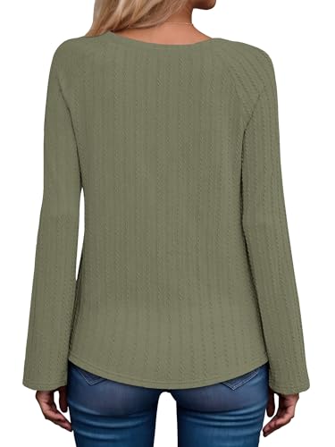 ONLYSHE Womens Shirts Long Sleeve Crewneck Tunic Tops Casual Lightweight Knit Solid Color Sweatshirts Trendy Blouse Basic Tee