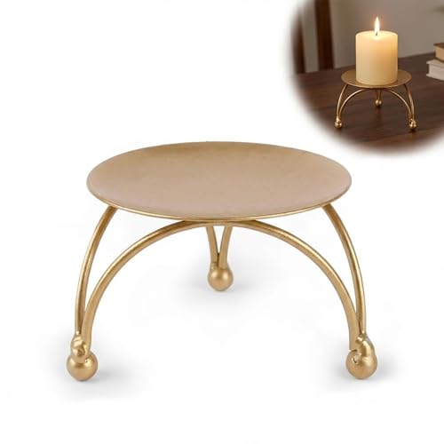 Image of Enorme Gold Metal Candle Holder | Elegant Decorative Pillar Candle Stand for Home, Office & Table Decor | Durable, Rust-Free & Modern Design Candle Holder - (Pack of - 1)