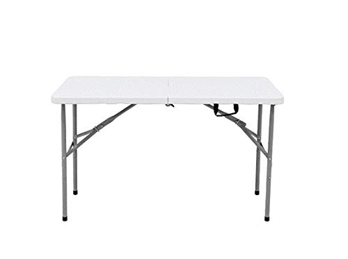 Bricoworld Mesa Rectangular Plegable al Centro Multiusos de Resina 122x61x74 cm Color Blanco Crudo