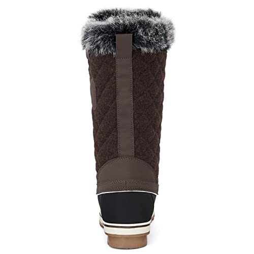 Mishansha Women's Warm Faux Fleece Lined Mid Calf Winter Snow Boots Dark Brown Size 6.5 #TOP3