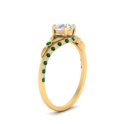 Image of 55Carat Choose Your Gemstone Floral Accent Swirl Diamond CZ Ring Yellow Gold Plated Round Shape Halo Engagement Rings Everyday Jewelry Wedding Jewelry Handmade Gifts for Wife US Size 4 to 12