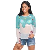 Durchsichtiges Oberteil für Damen, Netzstoff, langärmelig, durchsichtig, Größe S, Lustiger Baseball-Eiscreme-Tropf-Baseball-Tropf, XX-Large