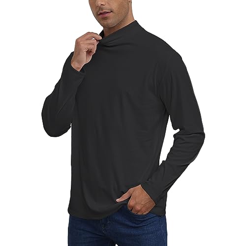 Mens Casual Mock Turtleneck T-Shirts Long Sleeve Thermal Stretchy Pullover Basic Lightweight Undershirt Sweater Tops2