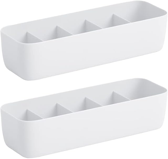 Cabilock 2 pcs Closet Dresser Drawer Socks Organizer Drawer Divider Storage Box Bins for Socks Underwears Handkerchiefs Ties Belts Lingerie