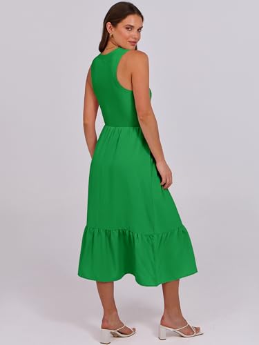 Image of ANRABESS Women Midi Dresses 2026 Summer Casual Sleeveless Sundress High Neck Tank Top Racerback Flowy Beach Dress ＆ Pockets
