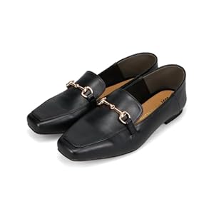 レディース フラット パンプス ローファー バブーシュ 柔らかい クッション入り ゴールドモチーフ 通勤 黒 R-4010" 