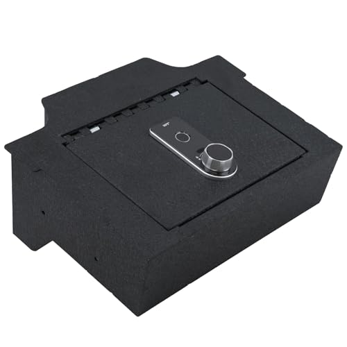 Center Console Safe Gun Safe, WASAI Console Gun Vault Lock box Compatible with RAM 1500/2500/3500 LARAMIE/BIGHORN/POWERWAGON 2019-2026, Fingerprint Lock with Backup Key.