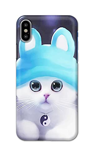 Image of Chinese Cutie Kitten Cat Big Eyes Lovely Girl Ears Hard Back Case Cover for Apple iPhone X /iPhone 10 / iPhone Ten /iPhone Xs Back Cover -(J5) VNS2221