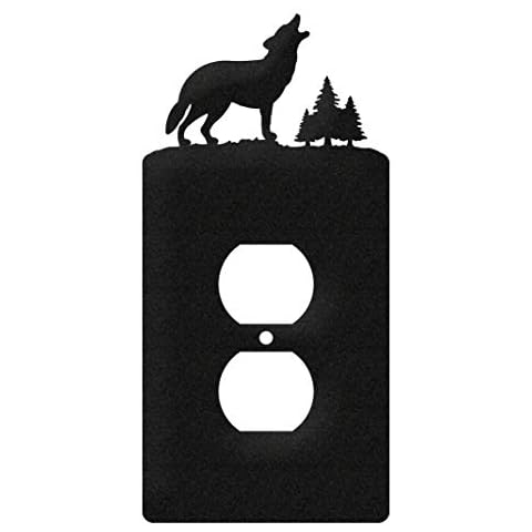 SWEN Products Wolf Metal Wall Plate Cover (Single Outlet, Black) Cover