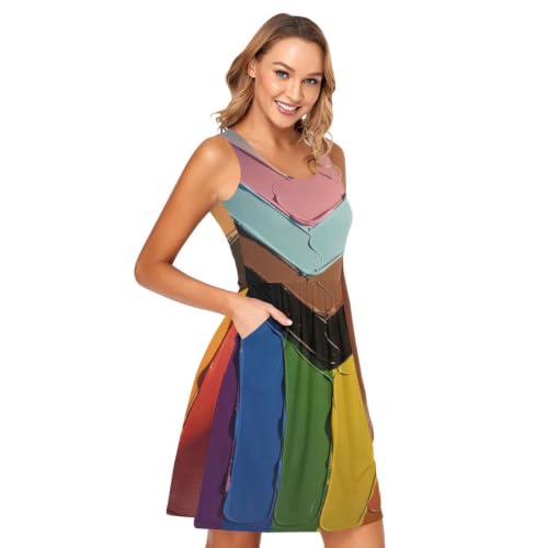 Robe d'été sans manches Progress Pride Flag avec poches