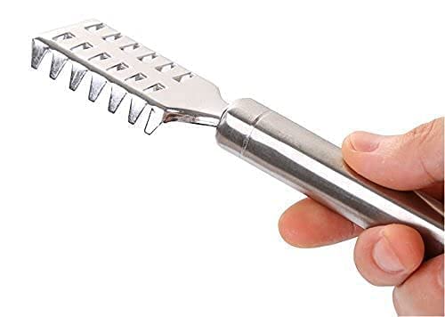 Kitchen Fish Scale Scraper Remover Scale Knife Peeler Skin Peeler Fish Tools Fish Skin Remover Stainless Steel Sawtooth Fish Cleaning Brush for Kitchen Fish Scaler Cutting Knife 2