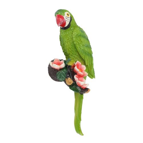 Jiawu Décor Mural du Perroquet, Statue de Perroquet, Sculpture Résine Oiseau Figurine Sculpture de Suspension pour Le Salon Arbre Mural Jardin, Ornement de...