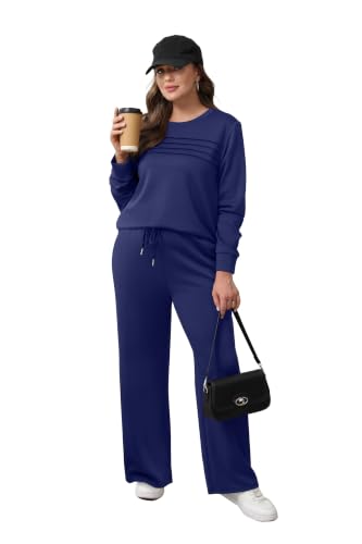 Image of WIHOLL Women's 2 Piece Sets Sweatshirt Casual Travel Outfits Lounge Wide Leg Tracksuit Cozy Sweatsuits Fashion 2026
