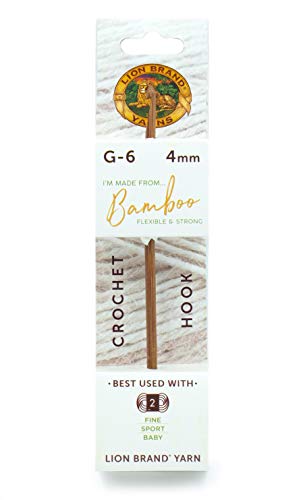 Lion Brand Yarn Needles-Article 401 Bamboo, Crochet Hook, Size 6 (G Hook,)