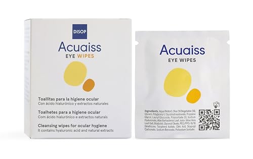 Acuaiss - Toallitas Oculares | Ácido Hialurónico y Aloe Vera | Higiene Ocular Suave | Para Usuarios de Lentillas | Limpieza Palpebral | Sin Parabenos, 20 Unidades