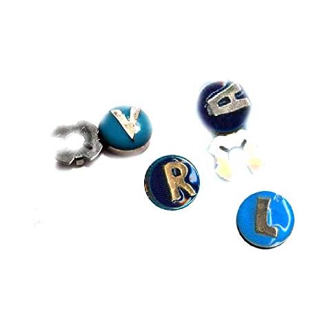 Handgefertigte 1 Paar Knopfabdeckungen 18 mm mit Ihren Anfangsbuchstaben Bad Silber glänzend Nachricht nach dem Kauf für Buchstaben und Farbe Emaille Knöpfe Bijoux Herren Geschenk Schlüsselanhänger Cover