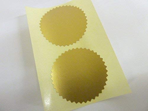 Rotolo di 1000 42mm Bordo Seghettato Certificato Wafer Azienda Sigillare Etichette, Adesivi per Rilievo, Ricompense & Premi - Oro Opaco