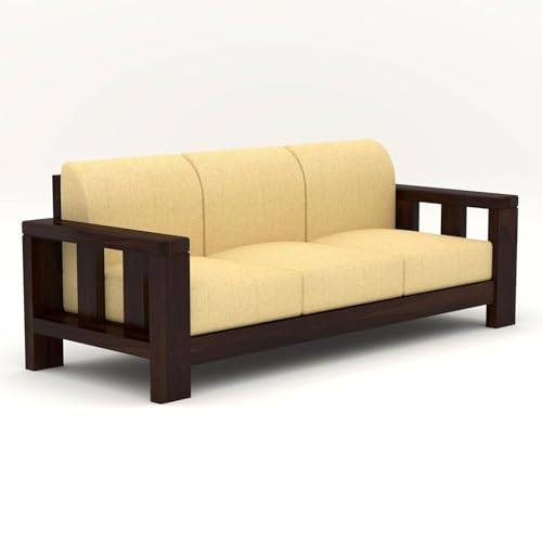 Image of NATRAJ ART & CRAFT Sheesham Wood 7 Seater Sofa Set for Living Room Wooden 3+2+2 Sofa Set for Living Room Furniture (Walnut Finish)