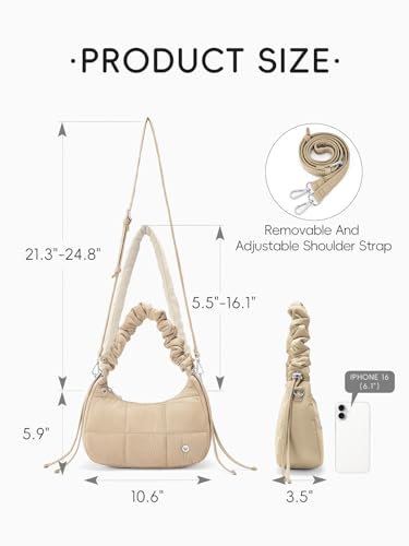 WESTBRONCO Small Puffer Crossbody Bags for Women, Quilted Crescent Shoulder Bag Nylon Daily Purse, Womens Puffy Handbags2