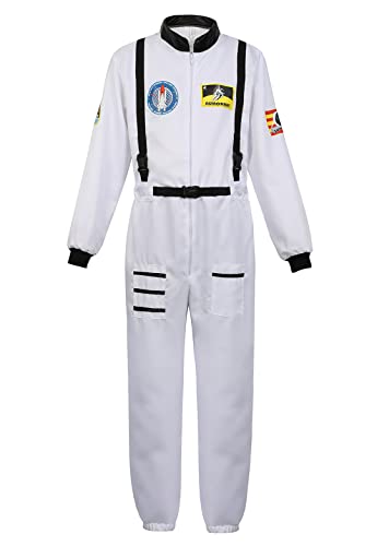 Kranchungel Mens Astronaut Costume Adult Space Suit Spaceman Explorer Astronaut Cosplay Costumes, White, S